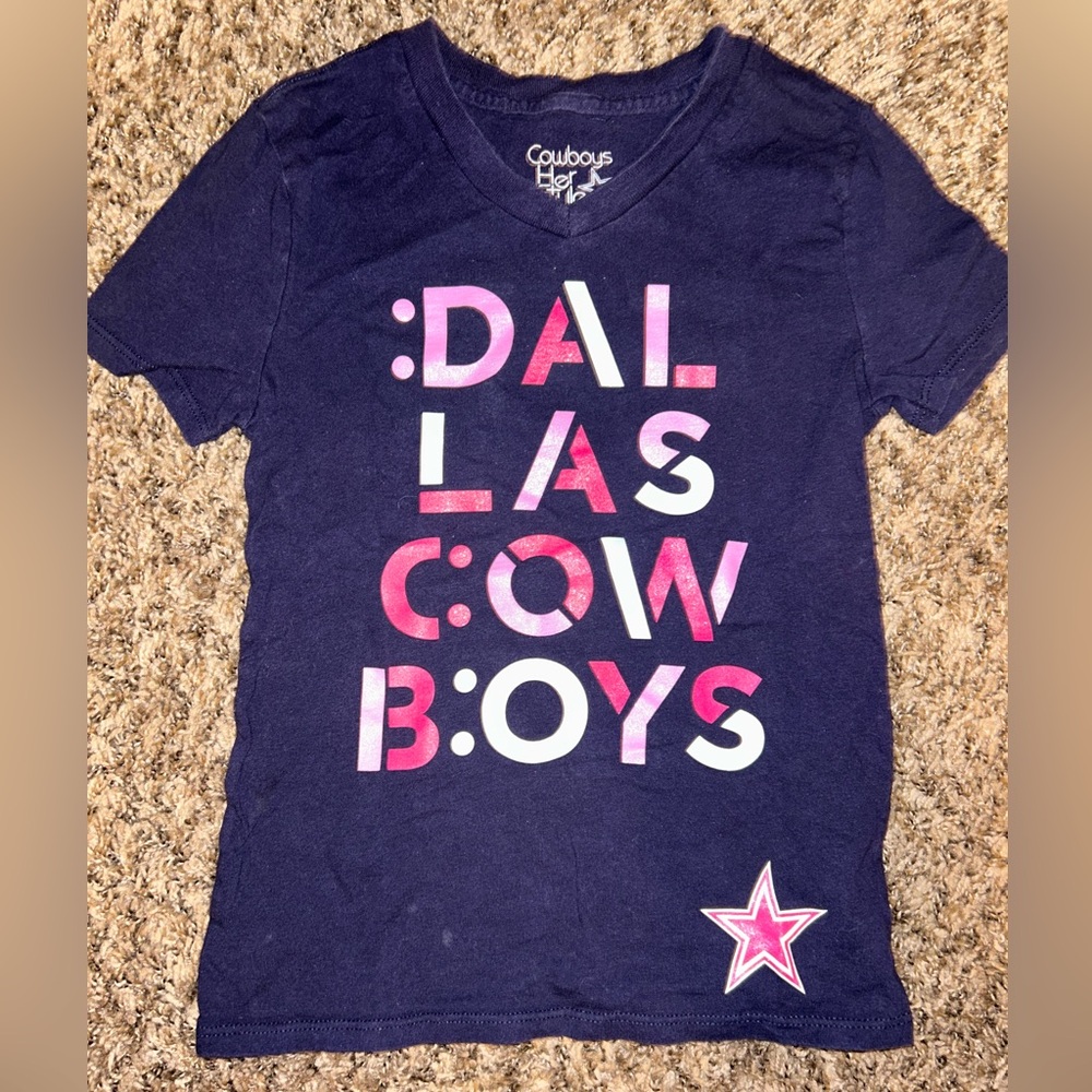 Dallas Cowboys Navy Blue Short Sleeve Tshirt Girls size 7